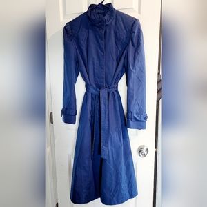 Vintage J. Gallery Belted Trench Coat Long Raincoat 12/13 Periwinkle Blue Coated